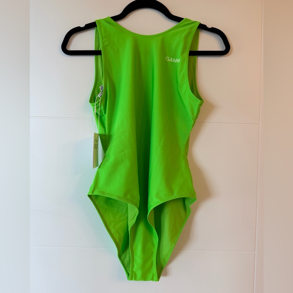 Ganni One-Piece Swimsuit- Lime Popsicle NWT